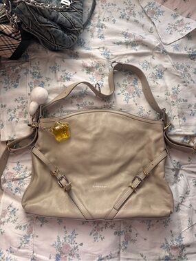 Givenchy Taupe Leather Shoulder Bag with Gold Hardware